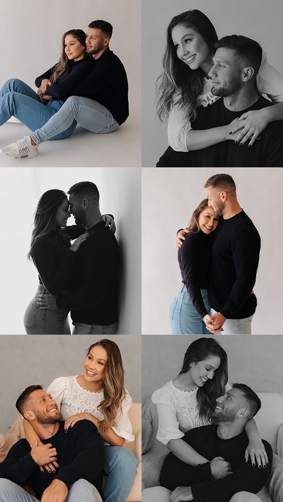 four different pictures of people hugging each other