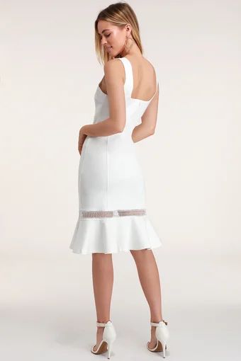 Cute Little White Dress | Short & Long White Dresses for Women Sleeveless Bodycon Dress With Fitted Bodice For Cocktail, Feminine Sleeveless Knee-length Dress For Date Night, Chic Sleeveless Knee-length Dress With Fitted Bodice, Sleeveless Ruffled Dress With Fitted Bodice, Sleeveless Dress With Ruffles And Fitted Bodice, Feminine Fit And Flare Sleeveless Dress, Elegant Sleeveless Fit And Flare Mini Dress, Fitted Sleeveless Mini Dress, Fitted Sleeveless Dressy Mini Dress