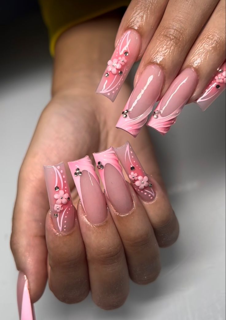 Soya Mumu, Girly Acrylic Nails, Unique Acrylic Nails, Bling Acrylic Nails, Acrylic Nails Coffin Short, Short Acrylic Nails Designs, Pink Acrylic Nails, Square Acrylic Nails, Nail Art Ideas