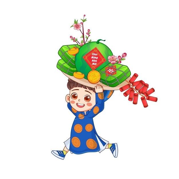 a little boy carrying a big green hat on top of his head with red ribbons