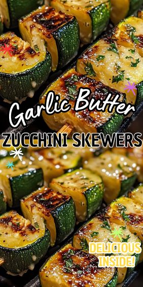 grilled zucchini skewers with garlic butter