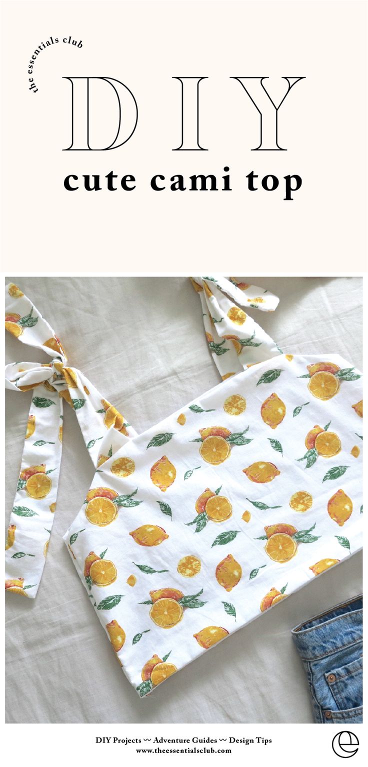 the diy cute cami top pattern is shown in white with oranges on it