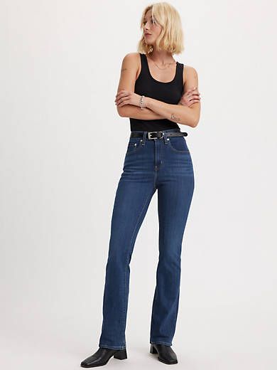 725 High Rise Bootcut Women's Jeans - Dark Wash | Levi's® CA Levi Bootcut Jeans, Levis Bootcut, High Rise Bootcut Jeans, Levi’s Jeans, Jeans Bootcut, Winter Tops, Levis Women, Jeans Color, Dark Wash Jeans