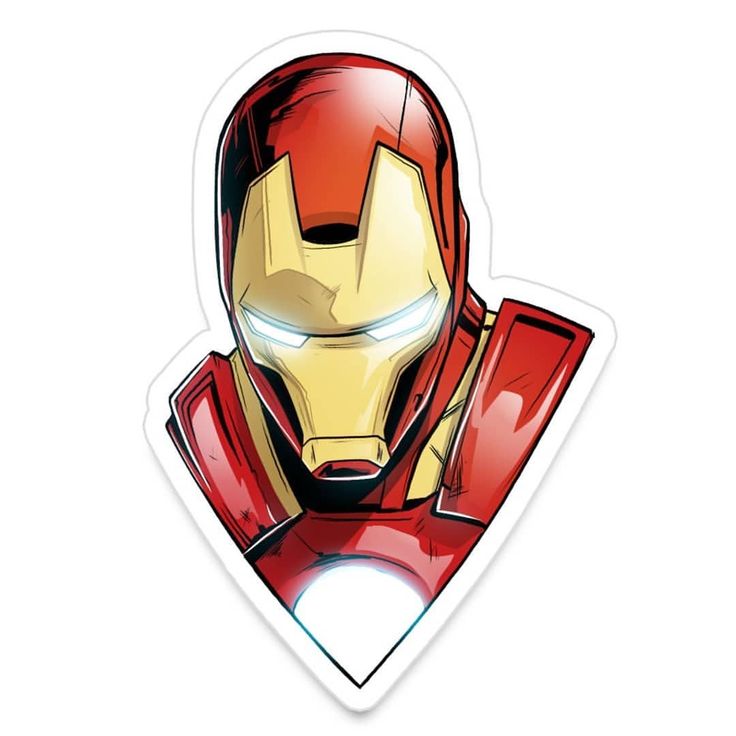 the iron man sticker is shown on a white background