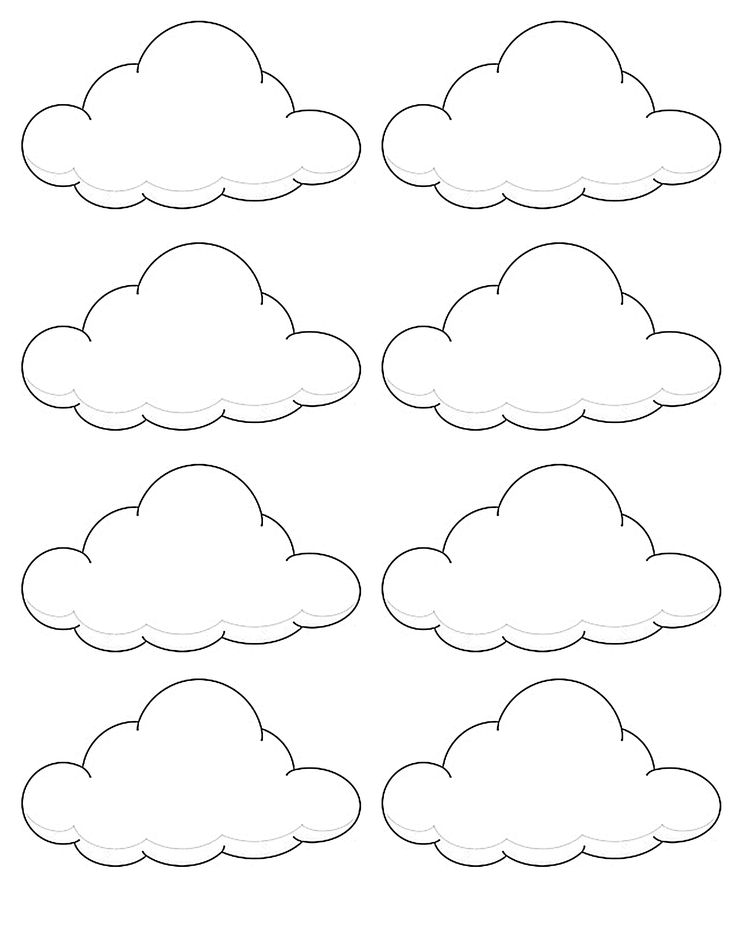 the clouds are outlined in black and white for each cloud to be colored, as well as