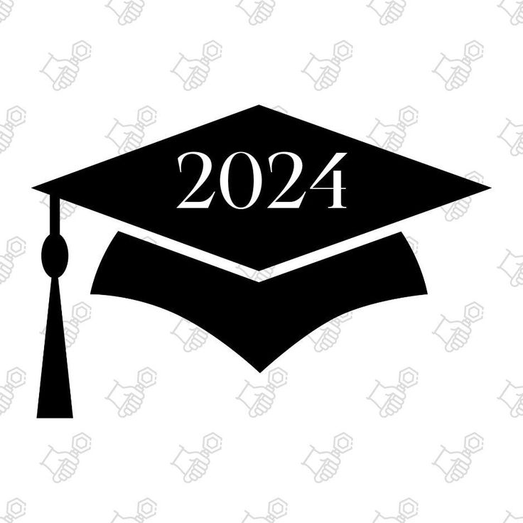 a black and white graduation cap with the number 2024 on it's side