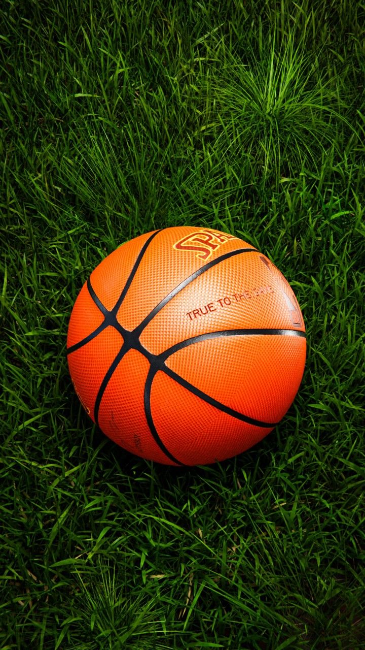 an orange basketball sitting on top of green grass