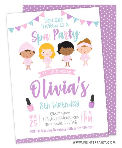 https://www.corjl.com/d/2J7OE1 Spa Party Invites For Kids, Spa Invitations Ideas, Spa Birthday Party Invitations, Spa Party Invitations, Spa Birthday Party, Pijama Party, Girl Spa Party, Spa Birthday Parties, Spa Birthday