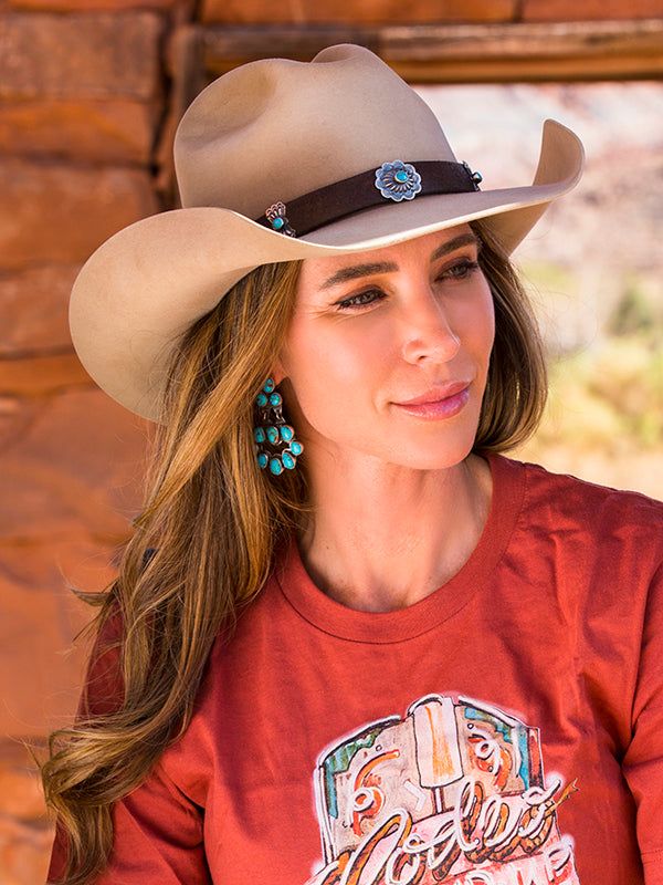 Our Navajo conchos are sure to sure to be a hit, simply styled conchos and butterflies reminiscent of old pawn concho belts. Seated on vintage leather these will look great on any hat especially the Gambler or gus styles. Beautifully inspired from vintage concho belts with 1 inch conchos. These look great on a hat with a ribbon band, overlaying the ribbon, so traditional and classic! I have searched the world over for perfect vintage leather and great colorful American turquoise. These hatbands Southwestern Concho Hat For Rodeo, Southwestern Style Concho Hat For Rodeo, Western Style Brown Jewelry For Western-themed Events, Western Concho Hat Bands For Rodeo, Brown Concho Jewelry For Rodeo, Adjustable Western Hat Band With Concho, Wide Brim Hat Bands With Concho For Rodeo, Western Concho Hat Bands For Country Events, Adjustable Western Concho Hat Bands