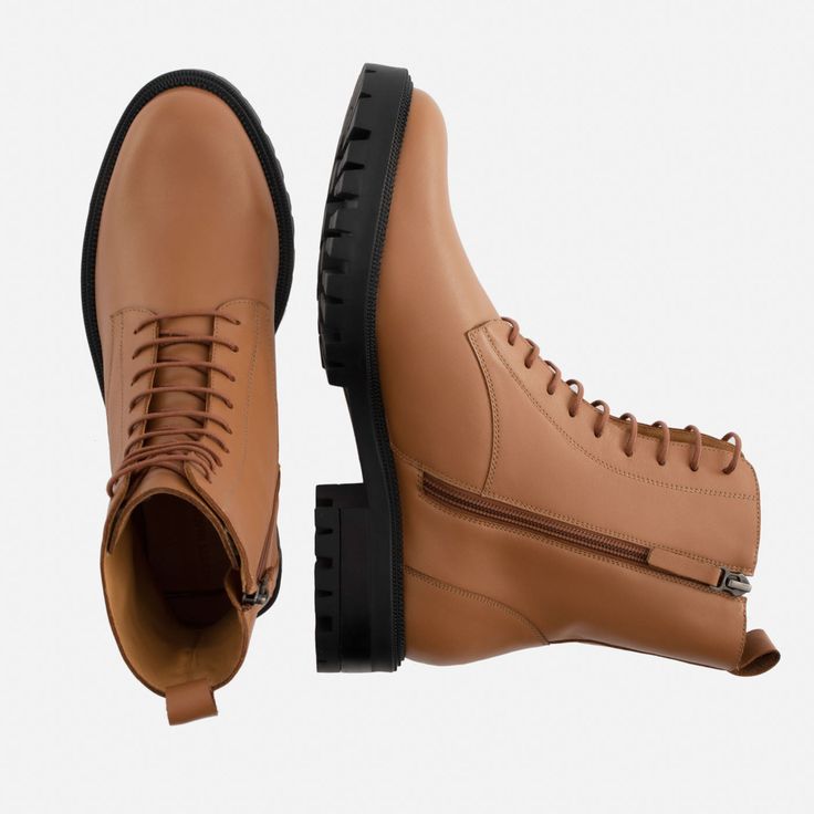 Make a bold statement. Combat boots, like our Praga Lace-Up Boots in full-grain leather, have come a long way from their military origins. The ankle-high shaft combined with the precise detailing and a raised TPU sole, make a bold statement. And you can count on the robust construction for ample support and protection. The Pragas are your go-to choice for when you want to express your unique style, whether you wear them with fitted jeans, midi skirts, flowy spring dresses or summer shorts. Get r Brown Steel Toe Waterproof Lace-up Boots, Steel Toe Leather Lace-up Hiking Boots, Brown High-top Lace-up Boots With Lug Sole, Flowy Spring Dresses, Brown Lace-up Platform Combat Boots, Brown Lace-up Boots With Lug Sole For Hiking, Lace Up Boots Women, Recognition Awards, Gold Rate