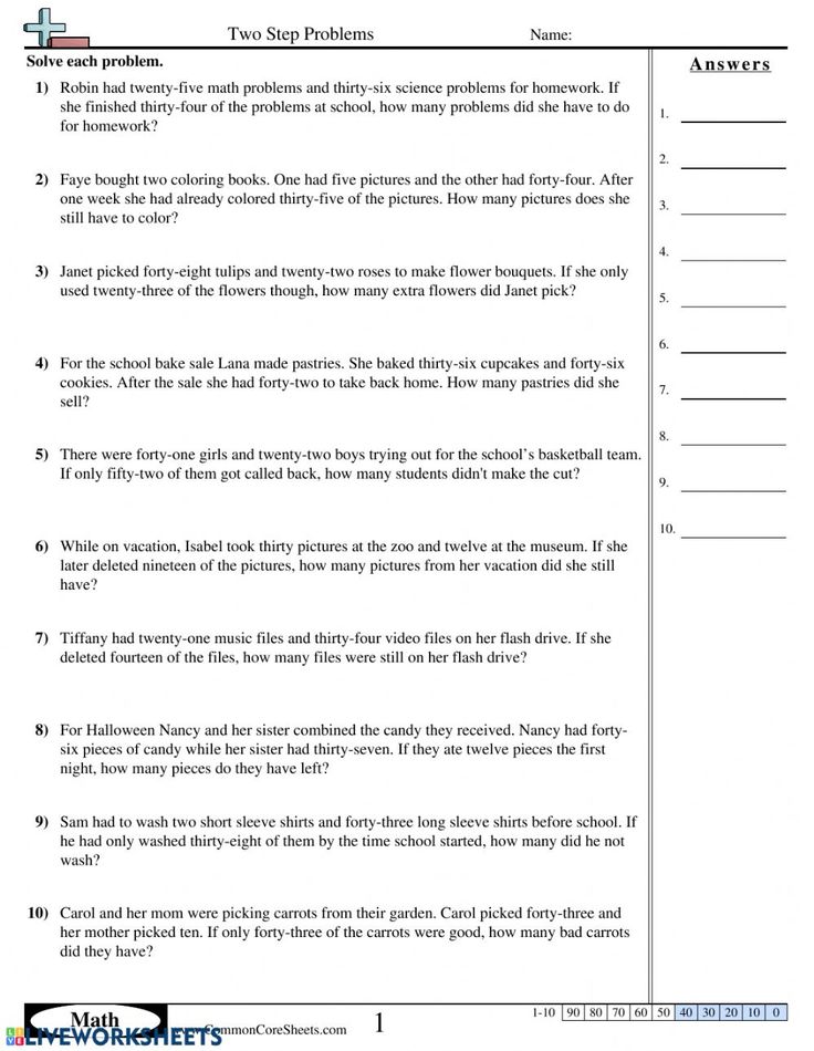 two step problem worksheet with answers for students to solve the problem in their class