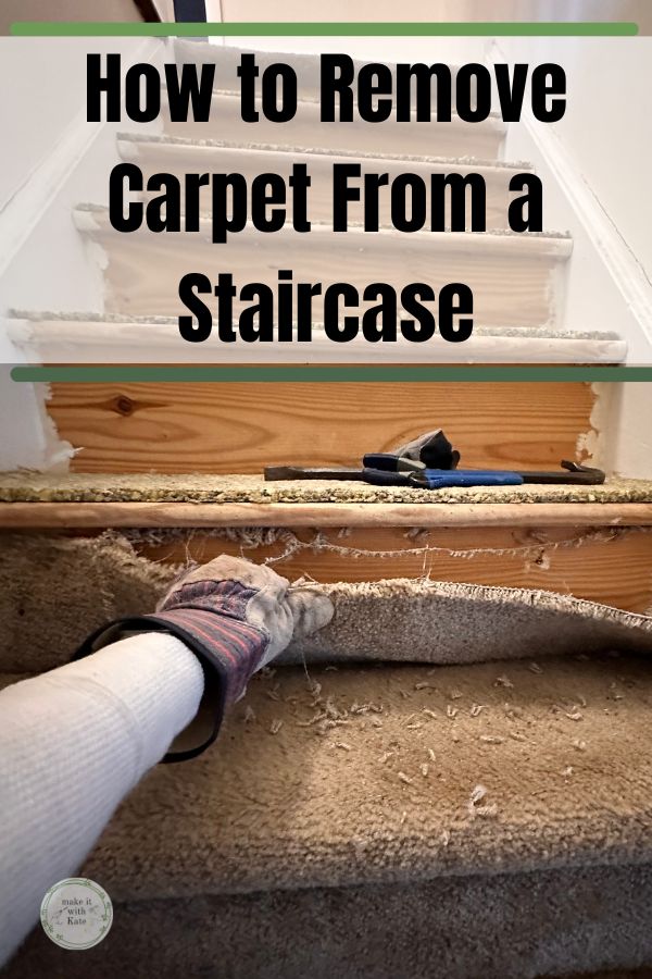 someone is removing carpet from a stair case