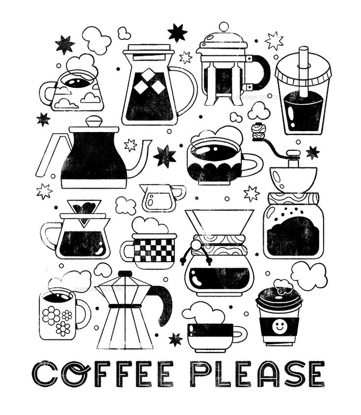 the coffee please poster is shown in black and white