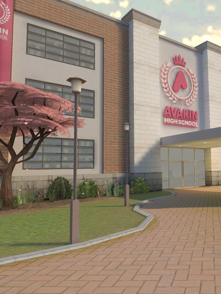 an animated image of the entrance to a building