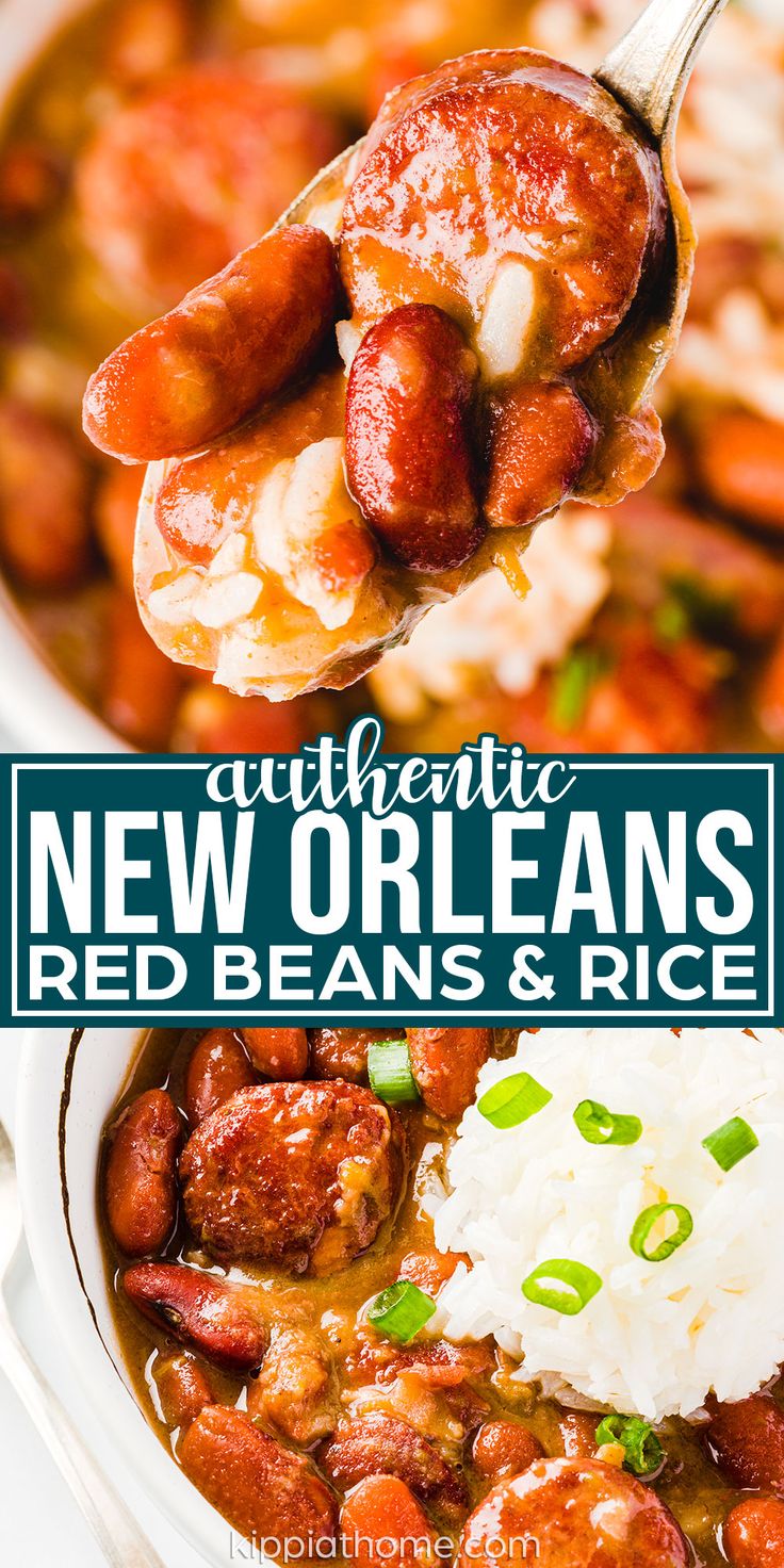 red beans with sausage served with rice Louisiana Red Beans And Rice Recipe, Red Beans And Rice Recipe Crockpot, New Orleans Red Beans, Cajun Comfort Food, Red Beans And Rice Recipe Easy, Red Bean And Rice Recipe, Red Beans Recipe, Red Beans N Rice Recipe, Cajun Dishes