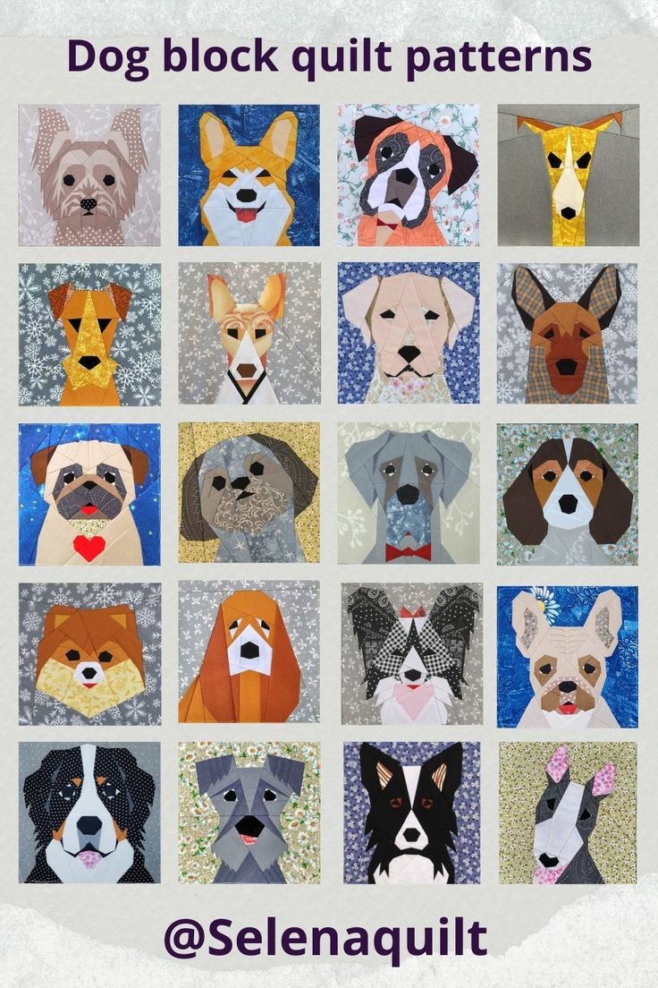 the dog block quilt pattern has many different dogs