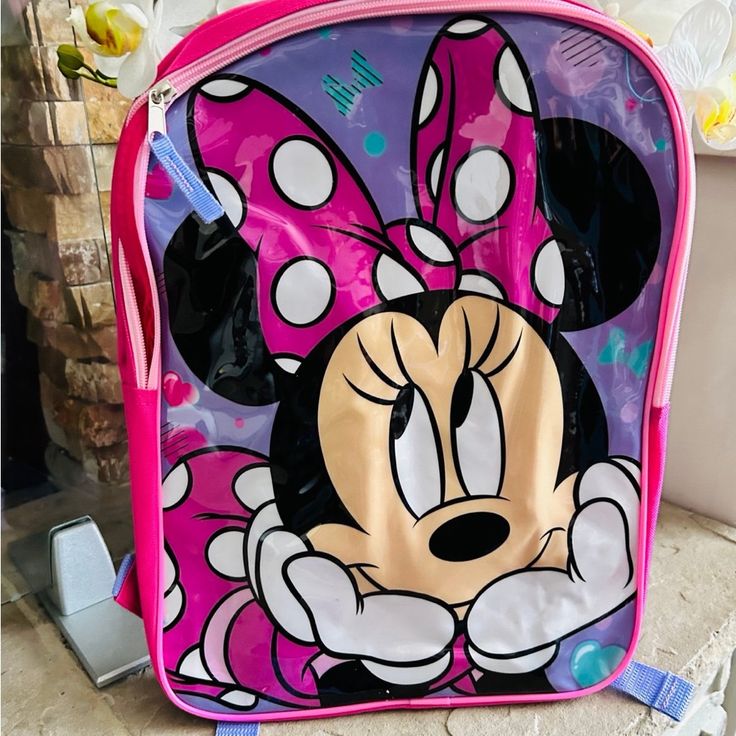 Perfect For Back To School Or As A Travel Bag Minnie Mouse Standard Backpack For School, Minnie Mouse Standard School Backpack, Back To School Minnie Mouse Backpack, Back To School Minnie Mouse Standard Backpack, School Backpack With Minnie Mouse Design, Back To School Disney Minnie Mouse Bag, Minnie Mouse School Bag For Back To School, Disney Minnie Mouse Back To School Bag, Disney Minnie Mouse Backpack