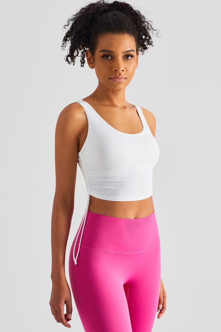 Color_White Compressive Workout Crop Top With Built-in Bra, Sports Crop Top With Built-in Bra And High Stretch, White Sporty Crop Top With Built-in Bra, Sports Crop Top With Built-in Bra And 4-way Stretch, Functional Compressive Crop Top With Built-in Bra, Athleisure Crop Top With Built-in Bra For Light Sports, Functional Crop Top With Built-in Bra For Workout, Compressive Racerback Crop Top For Light Exercise, Compressive Crop Top Sports Bra For Yoga