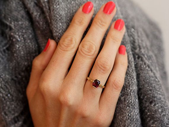 Red Garnet Ring Garnet Engagement Ring Oval by capucinne on Etsy Oval Ruby Ring With Prong Setting For Proposal, Rose Gold Engagement Ring Oval, Oval Engagement Ring Rose Gold, Gold Engagement Ring Oval, Solitaire Ring Oval, Oval Solitaire Ring, Garnet Engagement Ring, Red Garnet Ring, Engagement Ring Oval