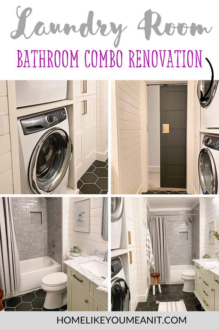 the laundry room is clean and ready to be used as a bathroom combo renovation or remodel