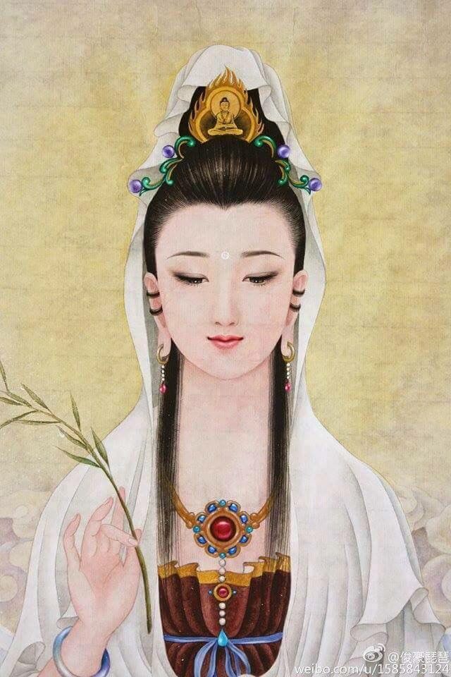 a painting of a woman with long hair holding a flower in one hand and wearing a crown on her head