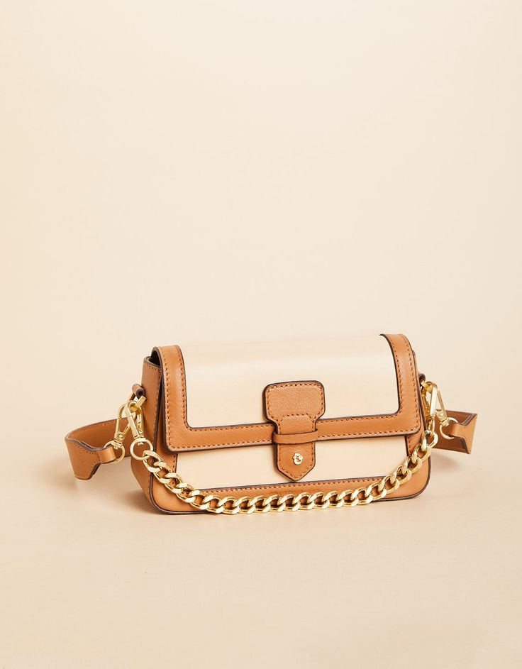 Siren Pilar Shoulder Pecan/Buff from Spartina 449 Travel Crossbody Baguette Bag With Chain Strap, Chic Leather Baguette Bag With Chain Strap, Timeless Rectangular Shoulder Bag With Chain Strap, Chic Crossbody Flap Bag With Chain, Chic Flap Bag With Chain Crossbody, Everyday Leather Bags With Chain Strap, Trendy Leather Bag With Chain Detail, Everyday Crossbody Baguette Bag With Chain Strap, Everyday Chain Strap Crossbody Baguette Bag