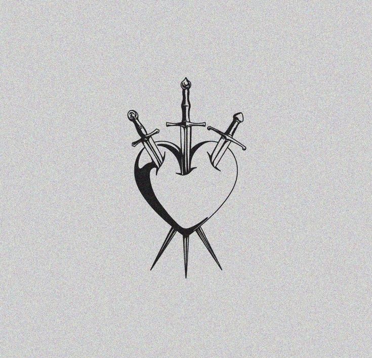 a heart with two swords sticking out of it