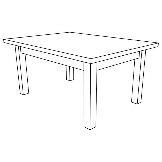 a line drawing of a table with one leg extended and two legs at the top