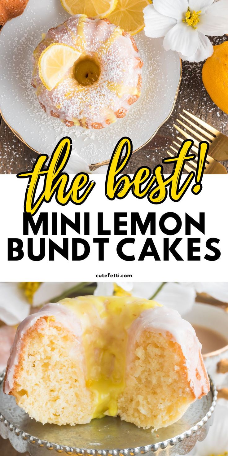 the best mini lemon bundt cakes on a plate