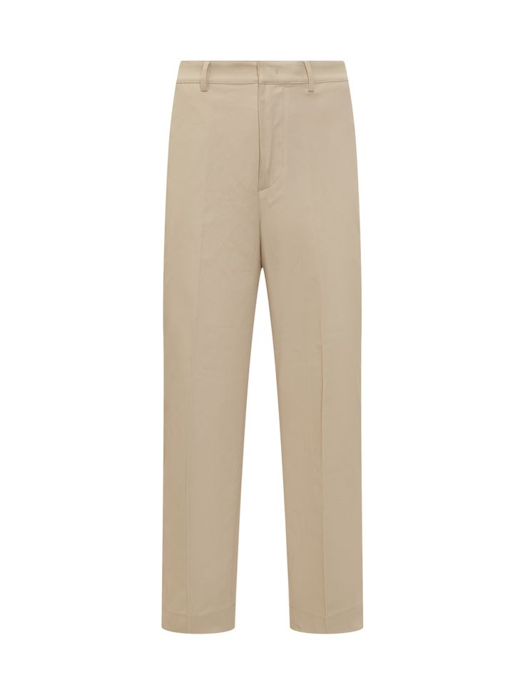 Long pants. Zip and button closure. Two side pockets and two on the back. Belt loops. Composition: 99% Cotton, 1% Elastane Relaxed Fit Business Casual Cargo Pants, Work Pants With Belt Loops And Tapered Leg, Relaxed Fit Straight Cargo Pants For Business Casual, Loosely Fitted Tapered Leg Work Pants With Belt Loops, Straight Leg Work Pants With Welt Pockets, Beige Wide Leg Pants With Five Pockets For Work, Classic Relaxed Dress Pants, Business Pants With Button Closure And Tapered Leg, Workwear Straight Cargo Pants