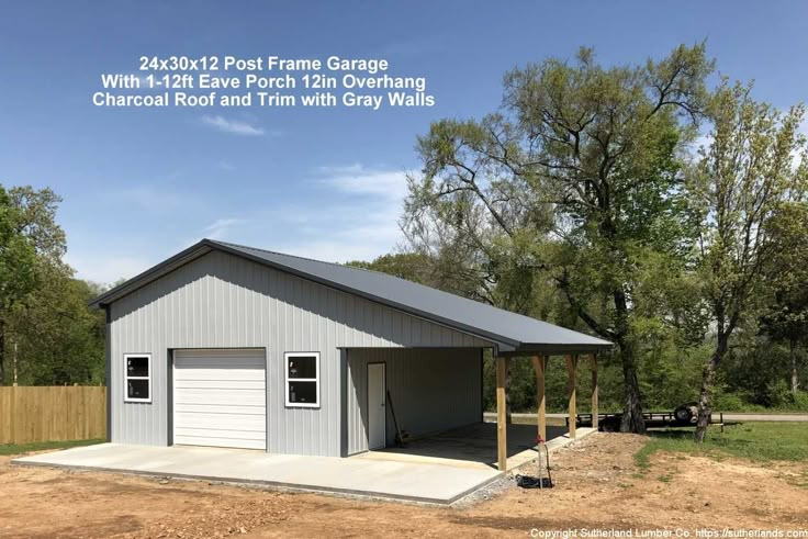 two car garage with attached carport in the yard