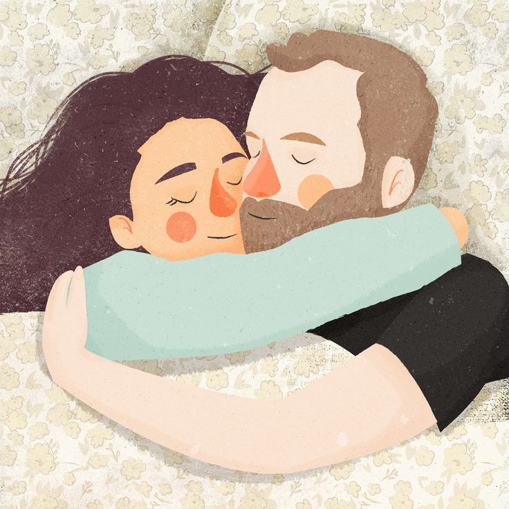 a painting of two people hugging each other with their eyes closed and noses close together