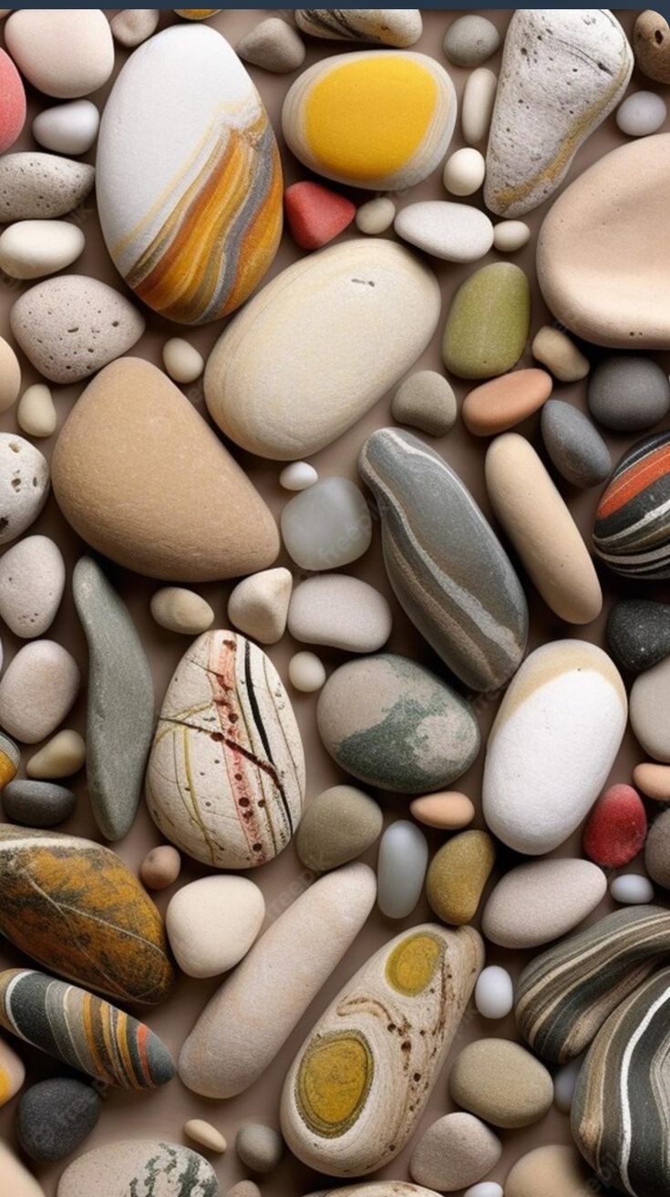 many different colored rocks and pebbles together