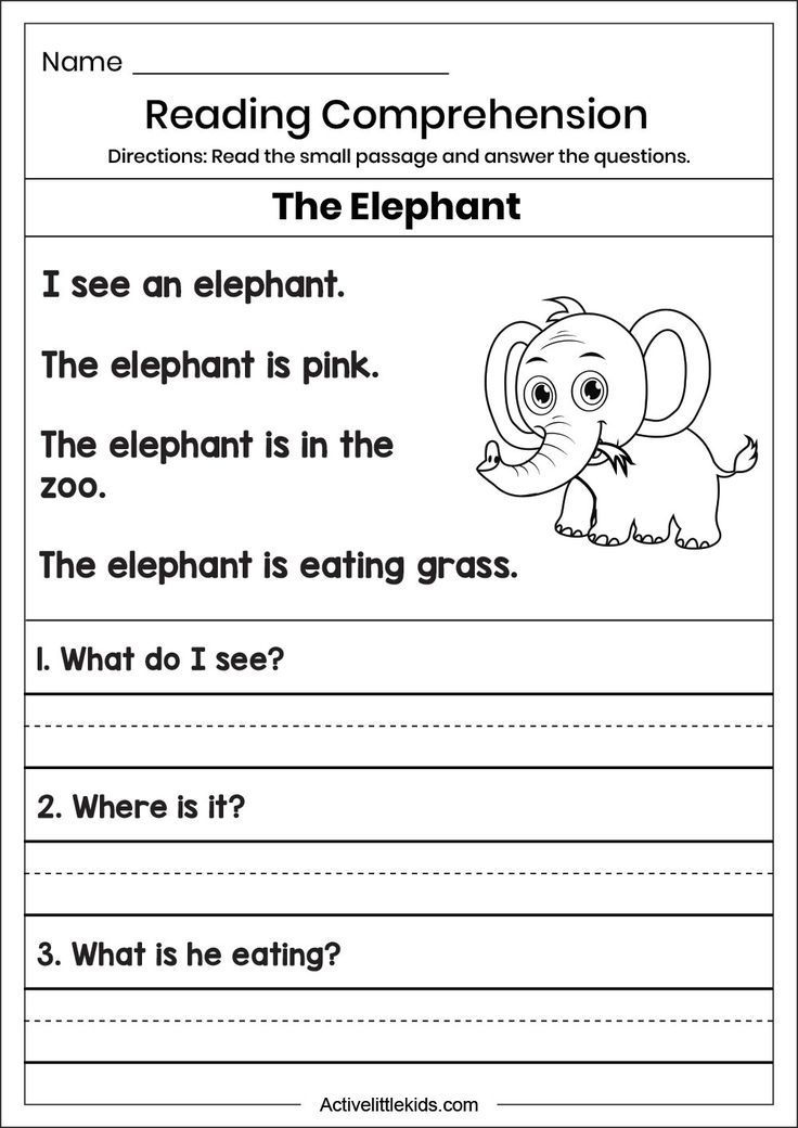 an elephant worksheet with the words reading comprehension and the elephant