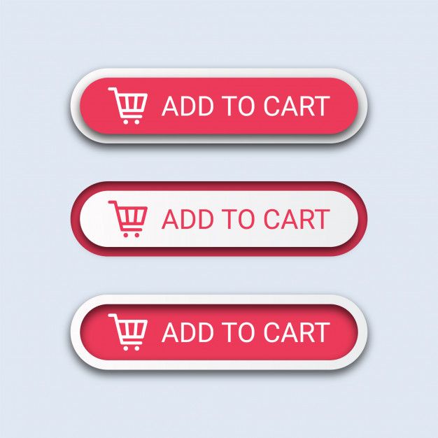 three red and white stickers with the words add to cart, add to cart