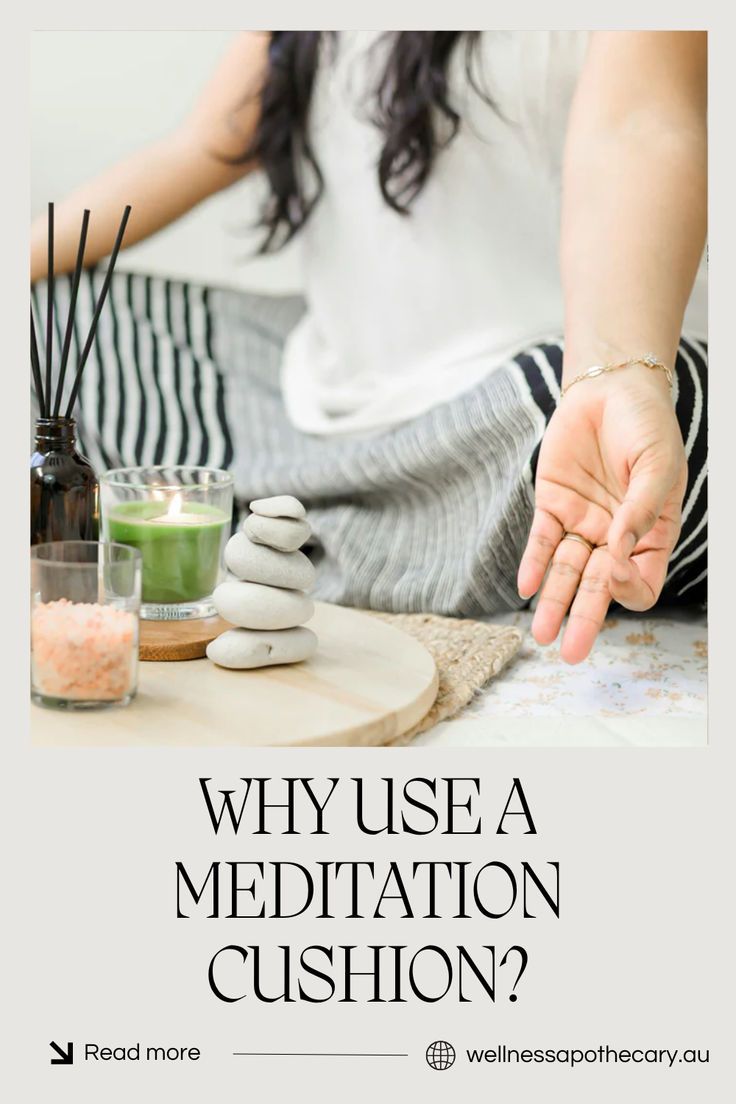 a woman sitting on the floor with her hand in front of her face and text that reads, why use a meditation cushion?