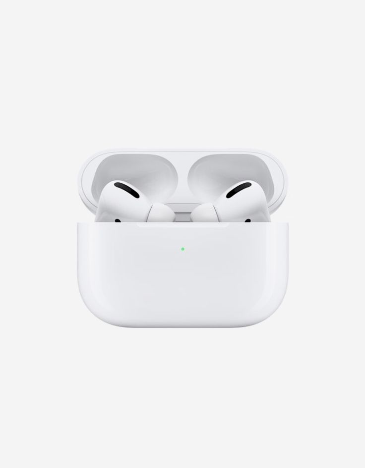 an apple airpods sitting on top of a white surface with the front facing up