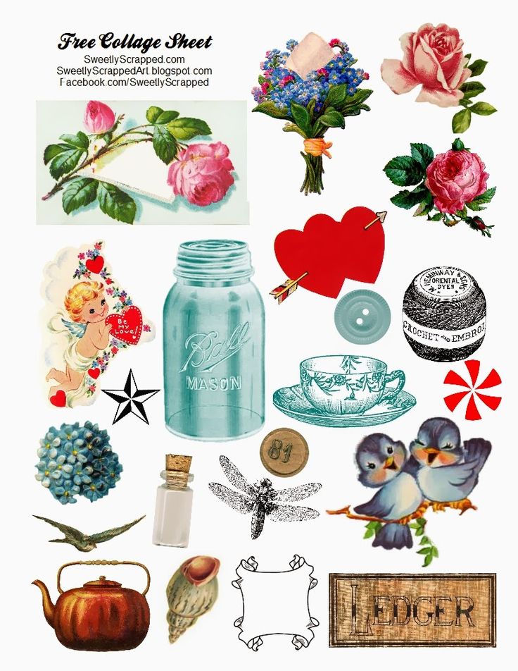 an assortment of items that include flowers, hearts, and other things to make it look like