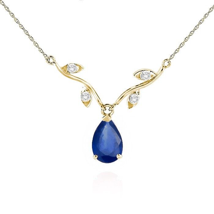 Sapphire Diamond Necklace, Branch Necklace, Rose Gold Pendant, Gold Leaves, Popular Designs, Cool Necklaces, Pear Diamond, Natural Sapphire, Sapphire Diamond