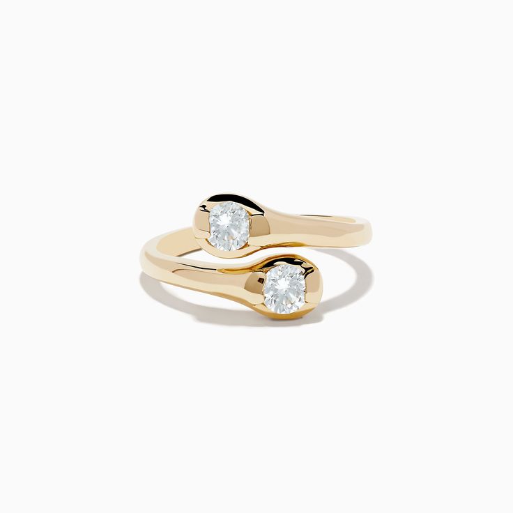 Effy D'Oro 14K Yellow Gold Two-of-Us Diamond Ring, 0.59 TCW 14k Gold Solitaire Bypass Promise Ring, Solitaire 14k Gold Bypass Promise Ring, 14k Gold Solitaire Diamond Ring With Open Band, 14k Gold Bypass Ring With Vvs Clarity For Promise, Timeless Gold Round Bypass Ring, Classic Yellow Gold Bypass Ring With Tension Setting, Yellow Gold Diamond Bypass Ring, Gold Solitaire Bypass Ring In Fine Jewelry Style, Gold Solitaire Bypass Ring Fine Jewelry