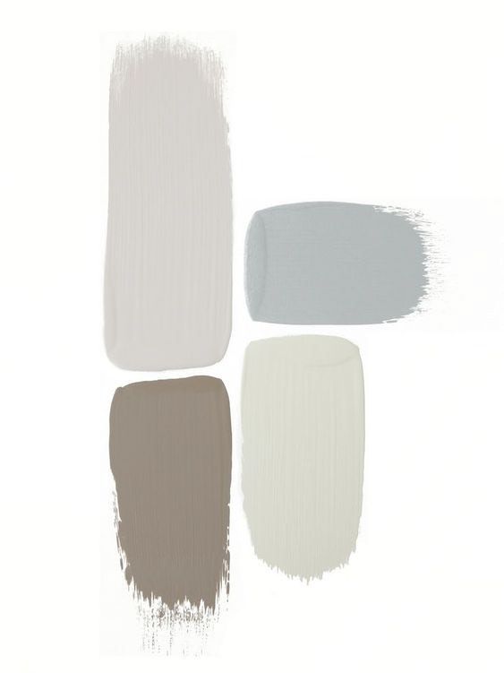 four different shades of gray and white paint on a white background with the same color