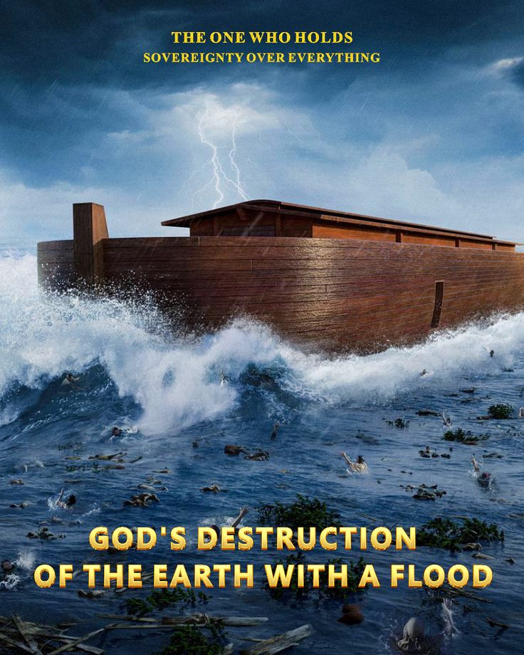 the poster for god's destruction of the earth with a flood