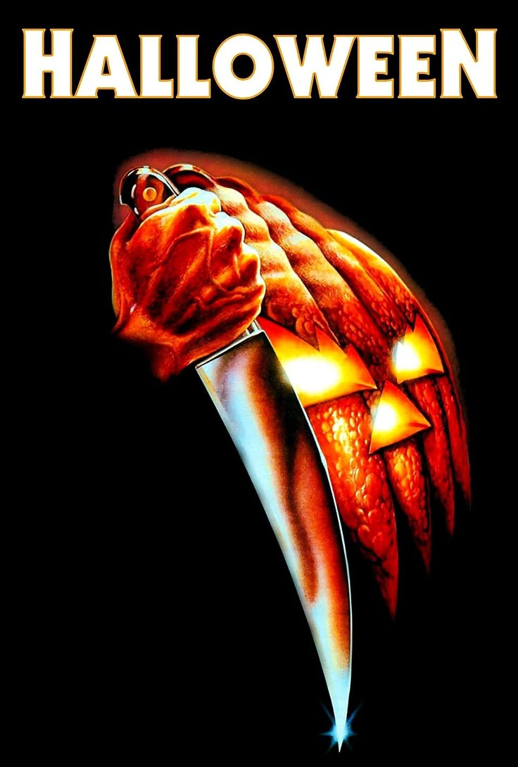 a movie poster for halloween with a hand holding a knife