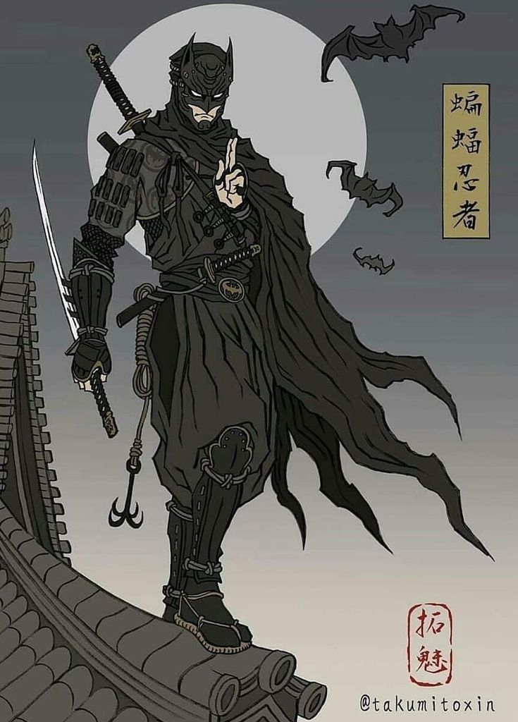 #batman #dc #dccomics #dceu #japan #brucewayne Batman Ninja, Batman Concept, Afro Samurai, Avengers Film, Ninja Art, Batman Artwork, Pencak Silat, Batman Wallpaper, Batman Comic Art