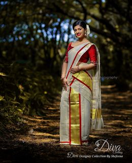 Mundu Saree Kerala, Setum Mundum Kerala, Set Mundu Blouse Design, Settum Mundum, Tissue Kerala Saree, Kerala Attire, Set Mundu Kerala, Set Saree Kerala, Settu Mundu