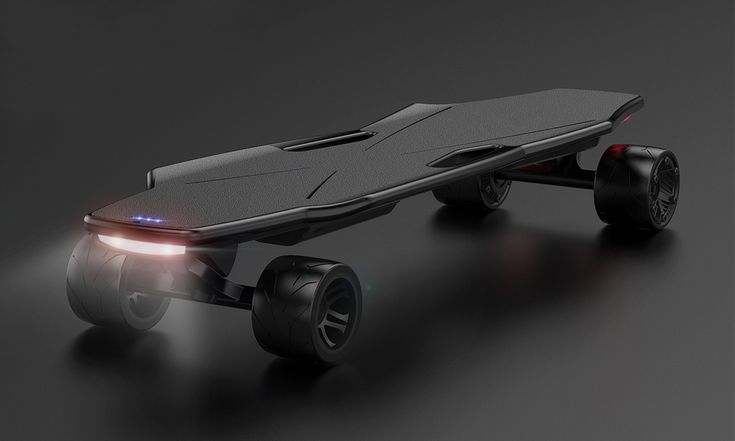 an electric skateboard with wheels and lights on the side is shown in this image