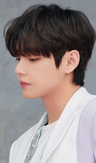 Korean Men Bangs Haircut, Korean Male Haircut Bangs, Wavy 2 Block Haircut, Male K Pop Hairstyles, Kpop Men Haircut, Taehyung Straight Hair, K Pop Hairstyles Men Short, Korean Hairstyle Men Bangs, Two Block Fringe