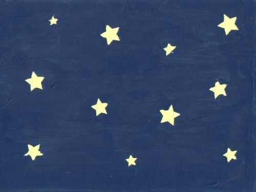 a painting with yellow stars on a blue background