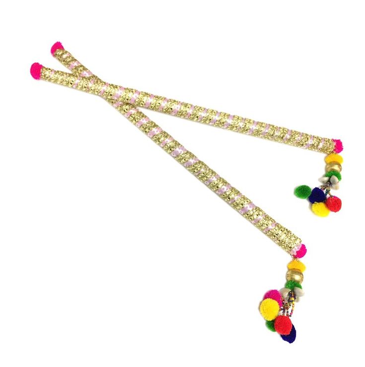 multicolored beaded bracelets with beads and tassels on white background