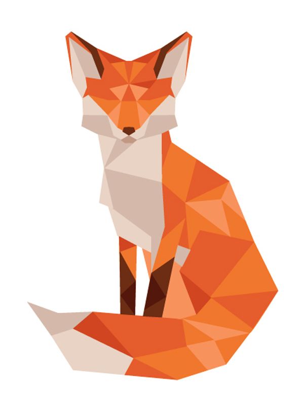 an orange fox sitting on top of a white background